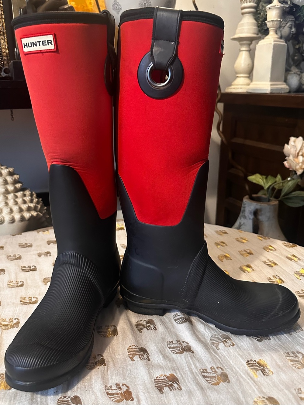 Hunter - Tall Red & Black Rain Boots